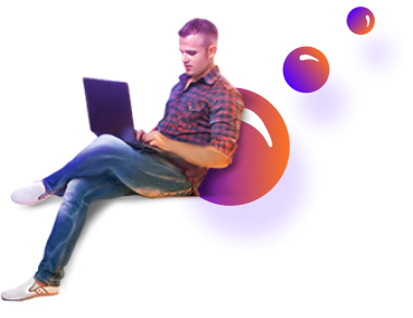 Sitting man with laptop